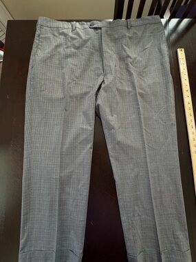 JB Britches Men's Flat Front Wool Dress Trousers, Mid Gray, Size 44
